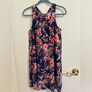 Tori Richard Navy Floral Dress sleeveless mini dress.